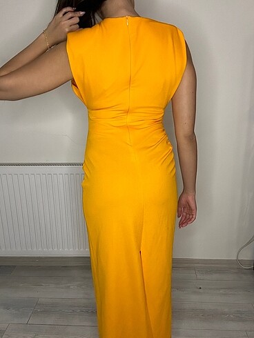 s Beden turuncu Renk ZARA YAN DRAPE ELBİSE TURUNCU