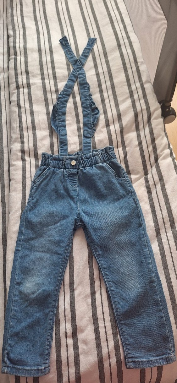 Kemerli Kız Çocuk Denim Pantolon - Görsel 2