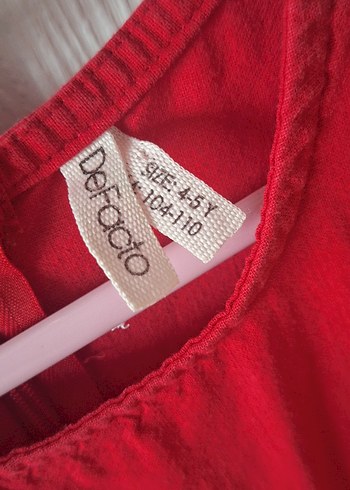 Kız Çocuk Kırmızı Fırfırlı Keten Elbise - Görsel 3