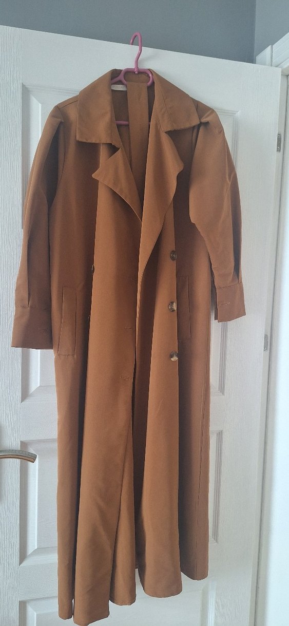 Bej Uzun Kollu Kadın Trençkot - Görsel 2