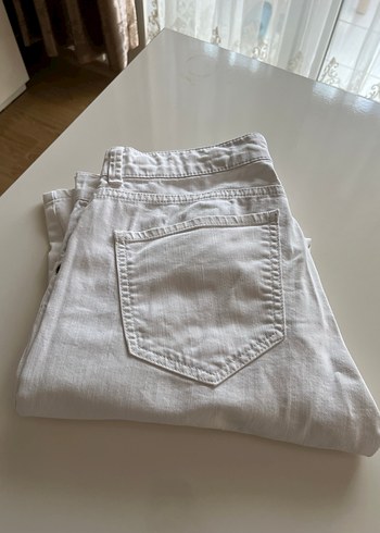 33 Beden beyaz Renk Beymen Club Düğmeli Beyaz Erkek Keten Pantolon