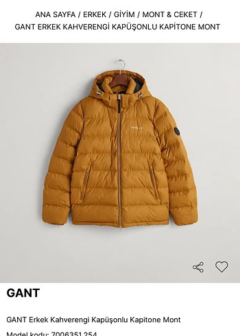 Gant GANT Fermuarlı Bej Erkek Kışlık Şişme Mont