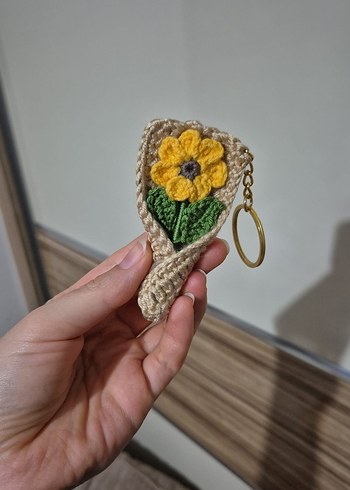Sarı Çiçekli Örgü Bohem Anahtarlık