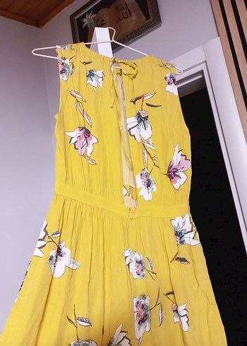 zara Sarı Çiçek Desenli Bohem Uzun Elbise - Görsel 5