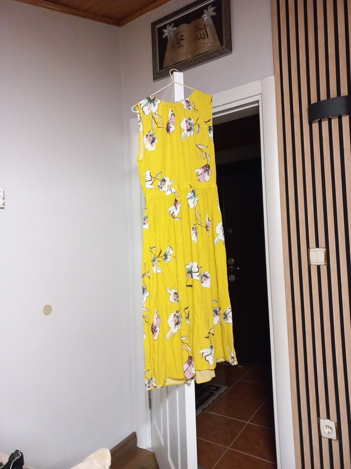 zara Sarı Çiçek Desenli Bohem Uzun Elbise - Görsel 3