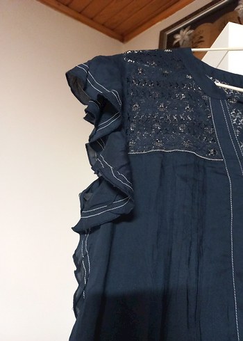 Kadın Lacivert Nakışlı Bohem Midi Elbise - Görsel 3