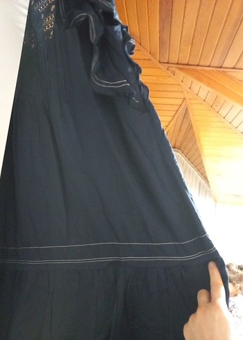 Kadın Lacivert Nakışlı Bohem Midi Elbise - Görsel 4