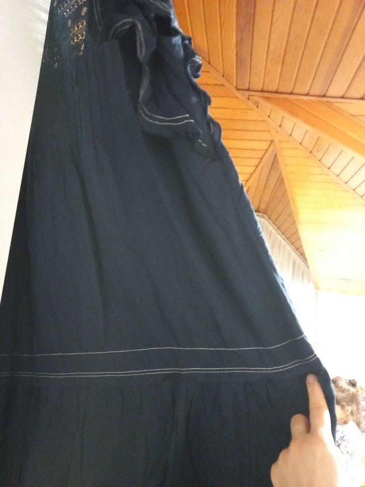 Kadın Lacivert Nakışlı Bohem Midi Elbise - Görsel 4