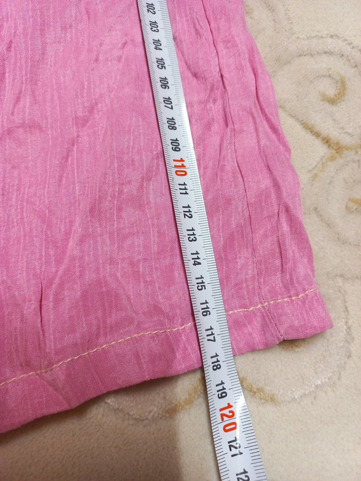 Pembe Keten Bol Kesim Kadın Pantolon - Görsel 5