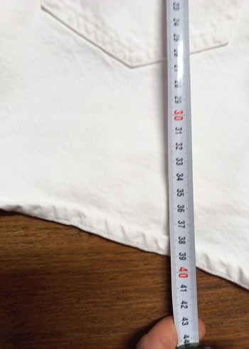 Beyaz Kadın Mini Denim Şort - Görsel 5