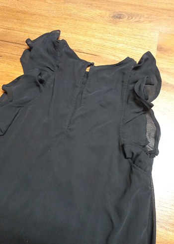 Siyah Keten Midi Elbise - Görsel 4