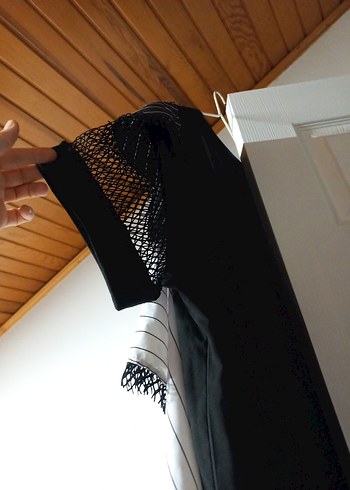 Kadın Uzun Siyah Fırfırlı Elbise - Görsel 4