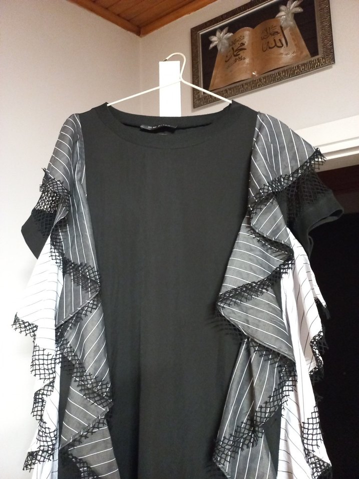 Kadın Uzun Siyah Fırfırlı Elbise - Görsel 5