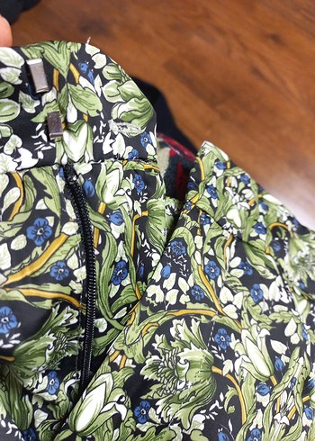 Yeşil Desenli Kısa Bol Kesim Kumaş saten  Pantolon - Görsel 5