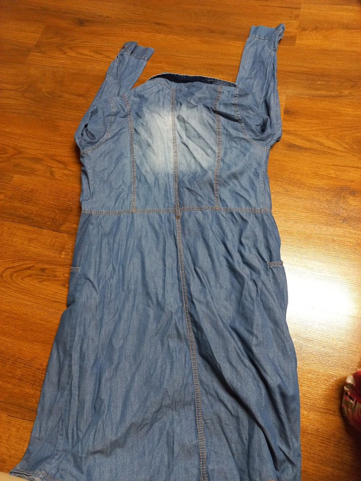 Kadın Uzun Denim Ceket Düğmeli Gri Mavi - Görsel 5