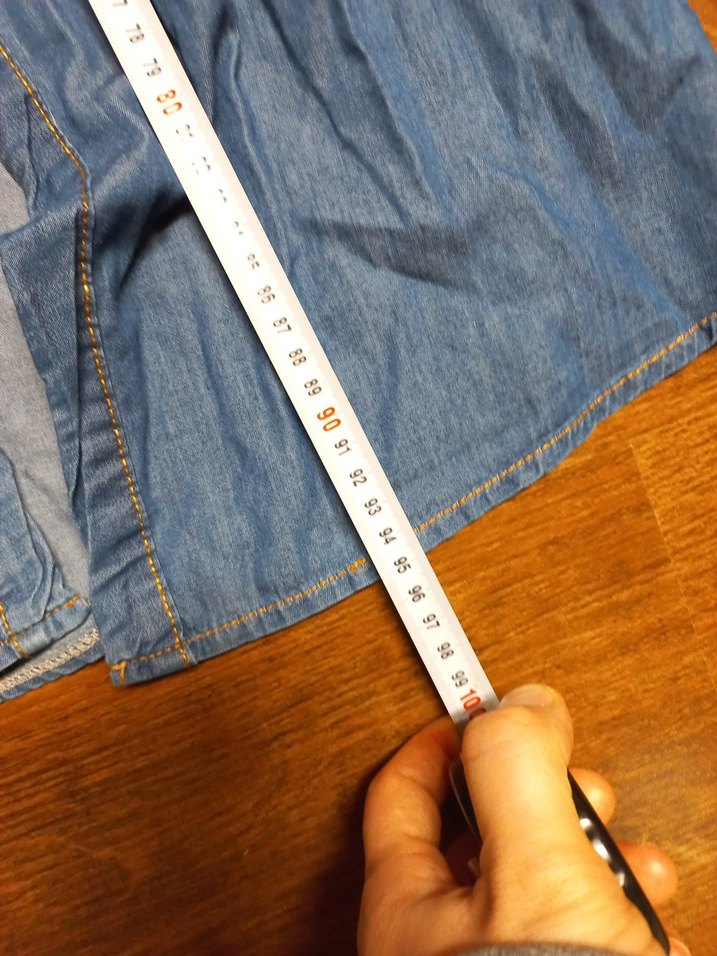 Kadın Uzun Denim Ceket Düğmeli Gri Mavi - Görsel 4