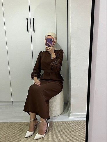 s Beden kahverengi Renk ELBİSE