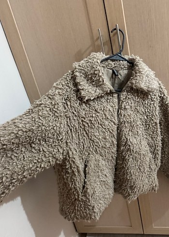 Bej Peluş Detaylı Kadın Midi Ceket - Görsel 2