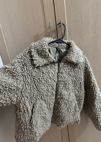 Bej Peluş Detaylı Kadın Midi Ceket - Görsel 4