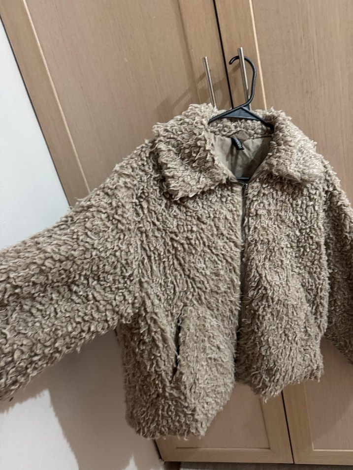 Bej Peluş Detaylı Kadın Midi Ceket - Görsel 2