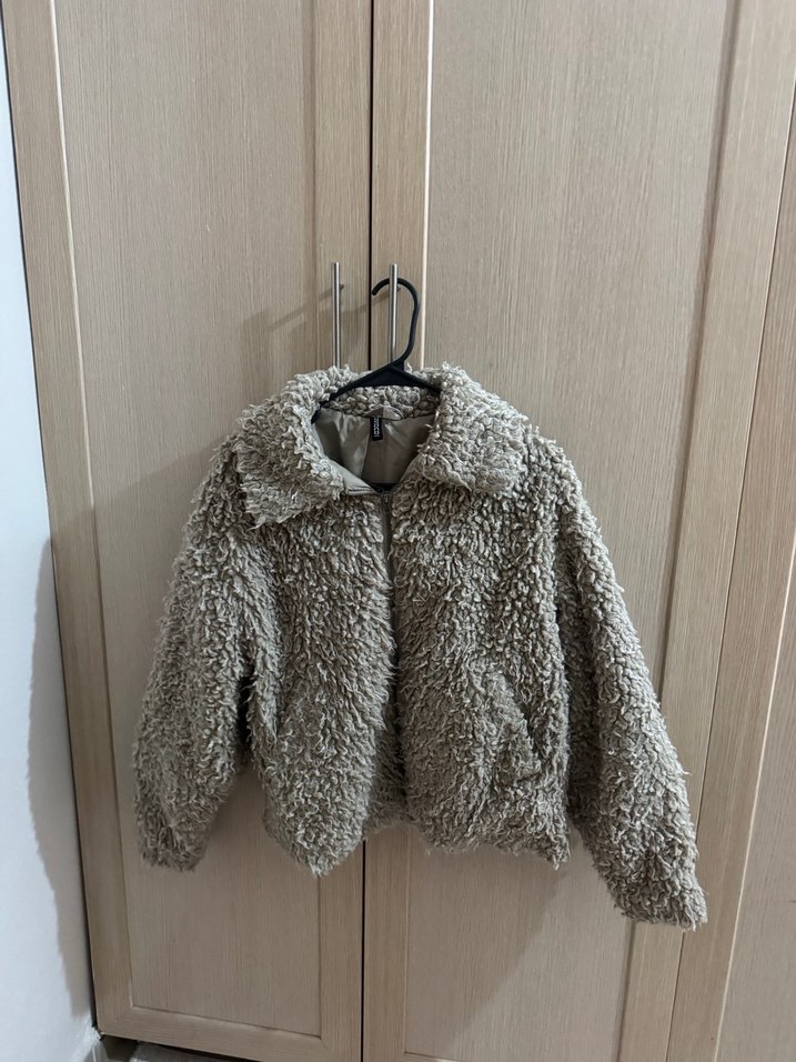 Bej Peluş Detaylı Kadın Midi Ceket - Görsel 3