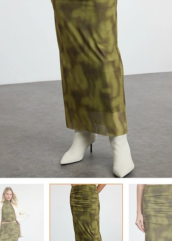 Bağlamalı Desenli Uzun  Etek - Görsel 2