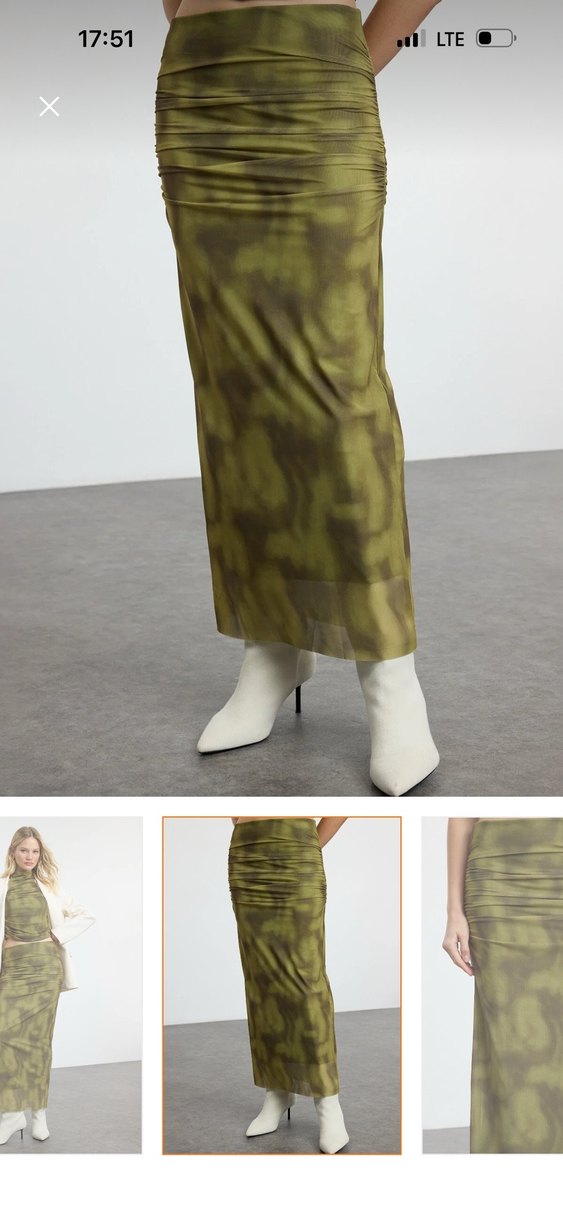 Bağlamalı Desenli Uzun  Etek - Görsel 2