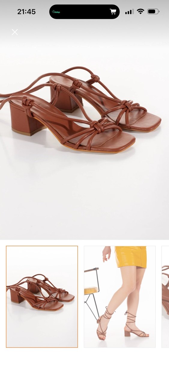 Kahve Deri Kadın Topuklu Sandalet - Görsel 4