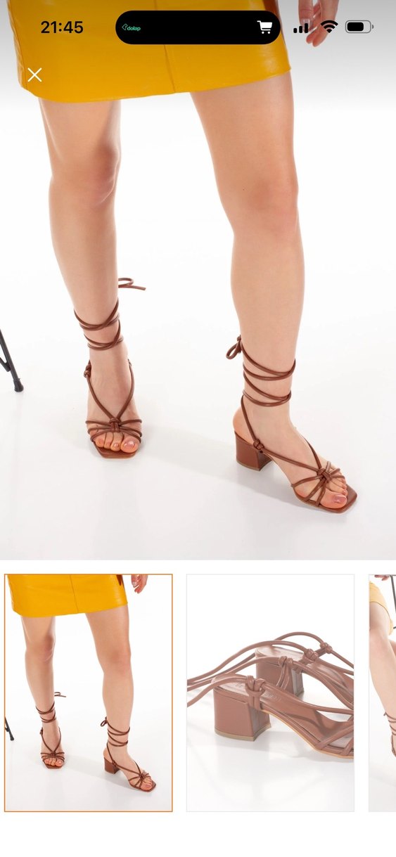 Kahve Deri Kadın Topuklu Sandalet - Görsel 3