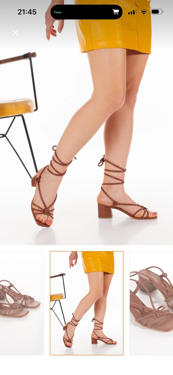 Kahve Deri Kadın Topuklu Sandalet - Görsel 2