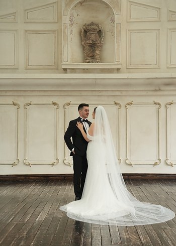 Müleyke Parla Serisi Balık Kesim Uzun Gelinlik 38 beden + Duvak - Görsel 3