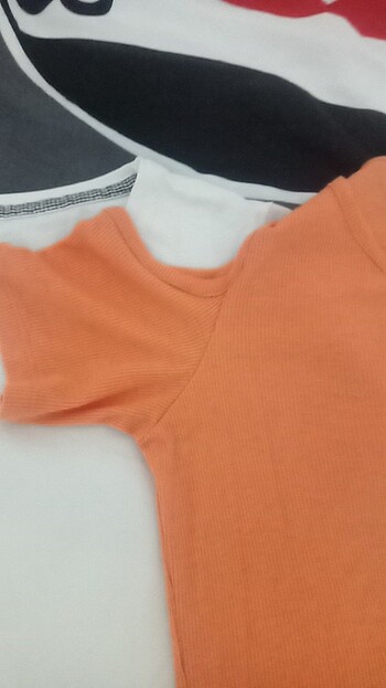 s Beden turuncu Renk 3 lü yazlık badi tarzı t-shirt 