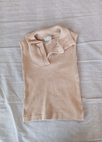 Bej Kolsuz Kadın Triko Süveter crop