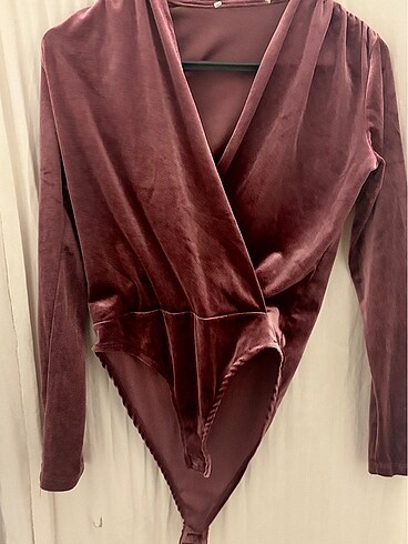 Bordo Kadife kumaş bluz - Görsel 2