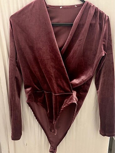 Bordo Kadife kumaş bluz - Görsel 3