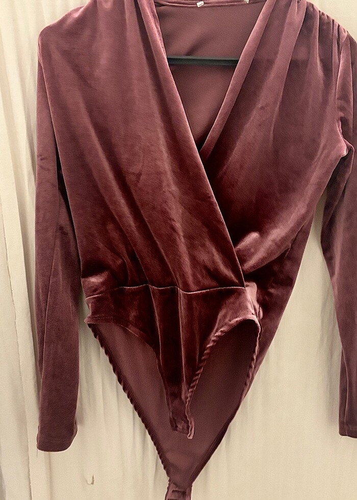 Bordo Kadife kumaş bluz - Görsel 2