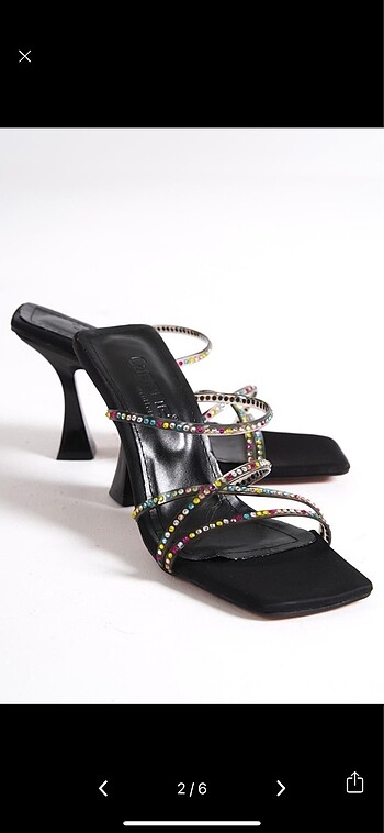 Capone küt burunlu taşlı şeffaf terlik - Görsel 2