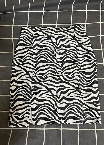 Zebra desenli mini etek 