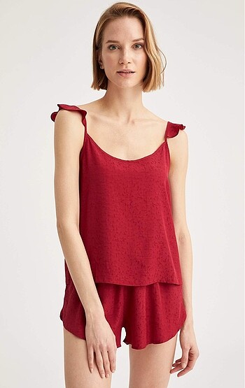 Defacto Defacto askılı mini şort pijama takımı