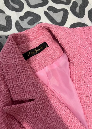 Zara Düğmeli Pembe Kruvaze Tüvit Blazer Ceket