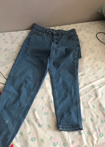 Düğmeli Rahat Kesim Kadın Jean Pantolon - Görsel 2