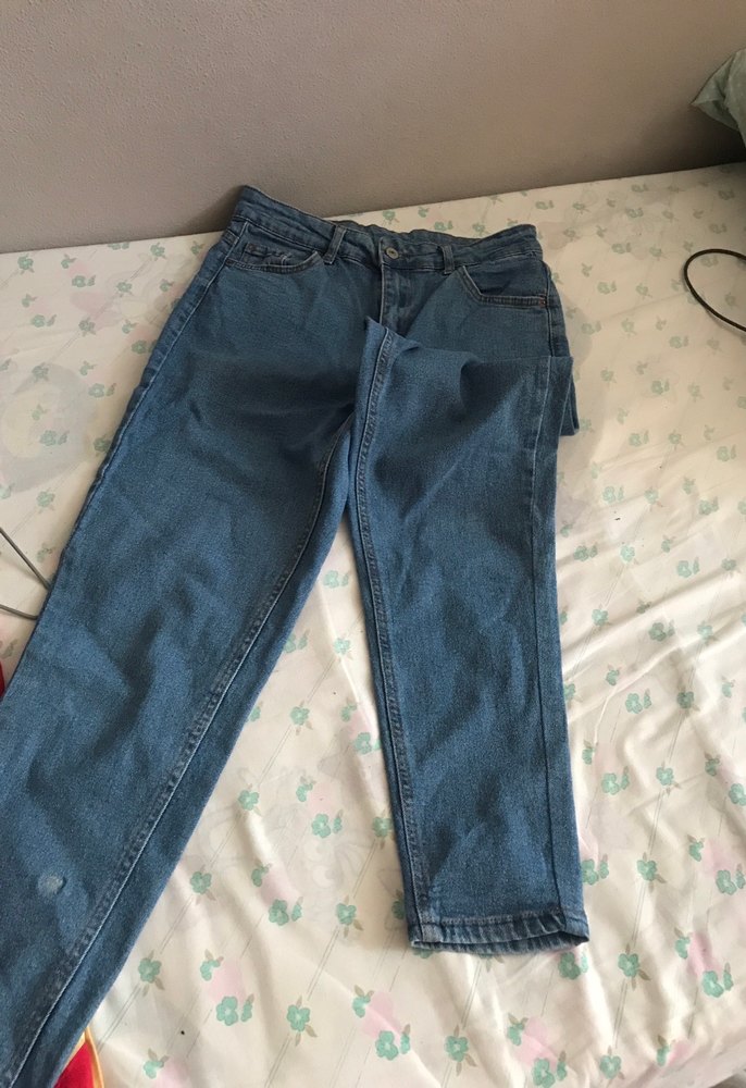 Düğmeli Rahat Kesim Kadın Jean Pantolon - Görsel 2