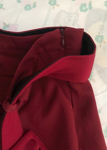 Bordo Düğmeli Midi Kadın Pantolon - Görsel 3