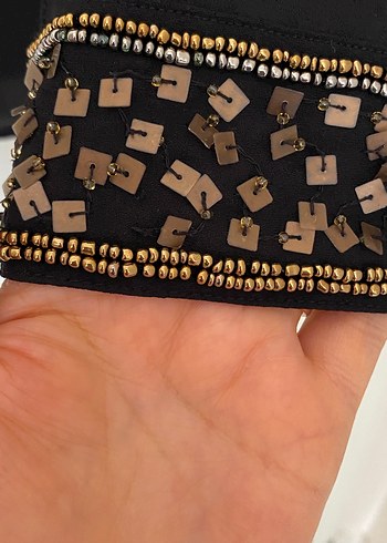 Siyah V Yaka Düğmeli Uzun Kollu Kadın Bluz - Görsel 6