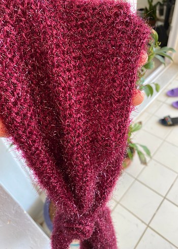 Bordo Bohem Örgü Çocuk Atkısı - Görsel 7