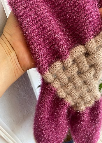 Bordo Bohem Örgü Çocuk Atkısı - Görsel 8