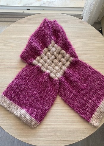 Bordo Bohem Örgü Çocuk Atkısı - Görsel 4