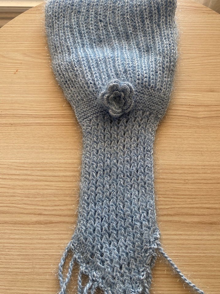 Bordo Bohem Örgü Çocuk Atkısı - Görsel 2