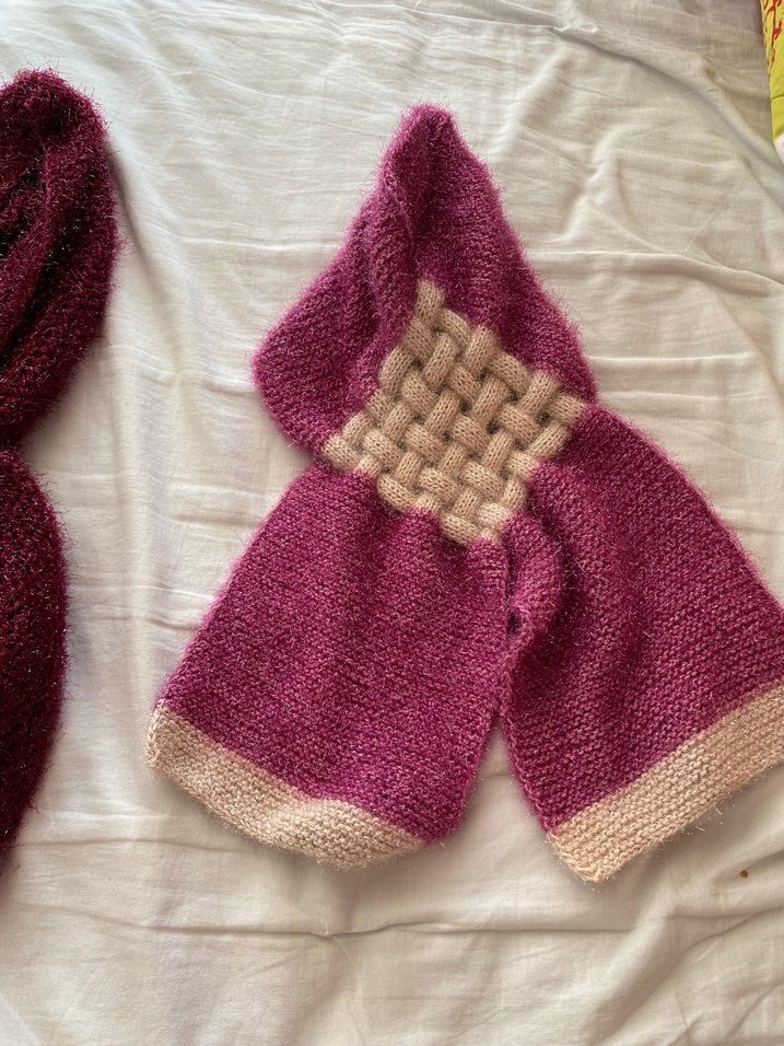 Bordo Bohem Örgü Çocuk Atkısı - Görsel 5