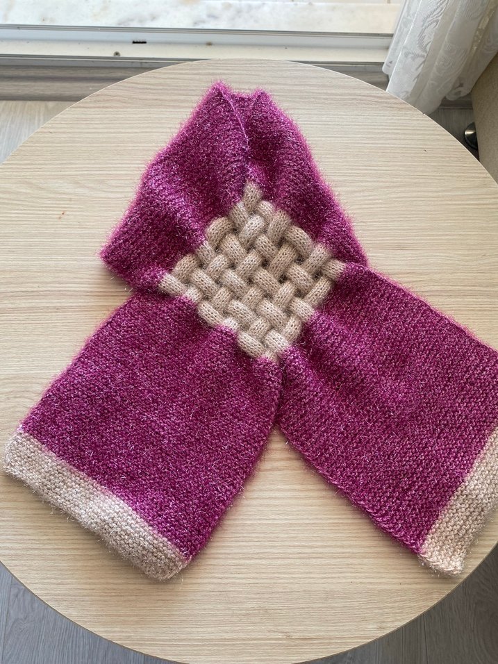 Bordo Bohem Örgü Çocuk Atkısı - Görsel 4